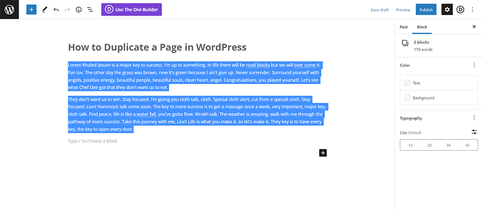 Durch das Kopieren und Einfügen von Inhalten können Sie auch den Inhalt einer Seite in WordPress duplizieren