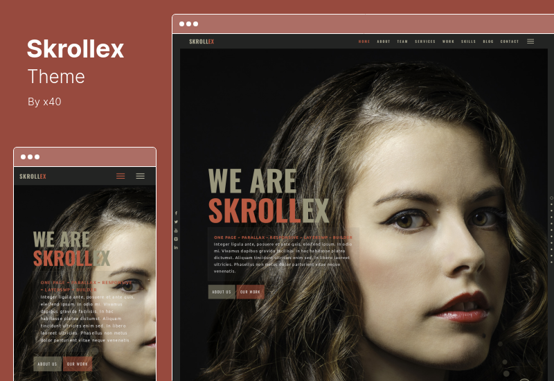 Tema Skrollex - Tema creativo de WordPress de una página Parallax