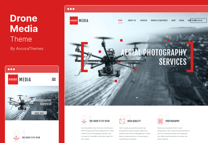 Drone Media Theme - Tema WordPress Fotografi Udara & Videografi