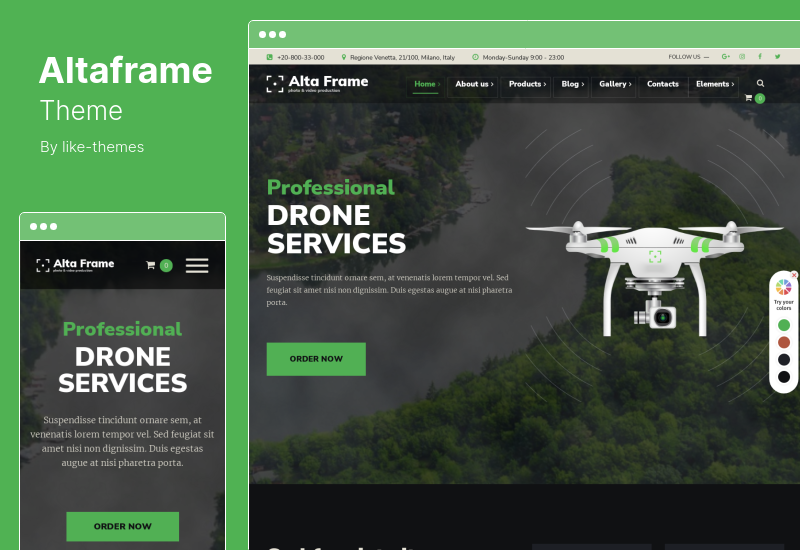 Altaframe Theme - Drone Aerial Videography dan Photo School WordPress Theme