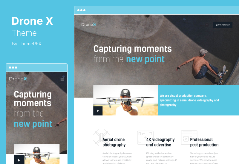 Tema DroneX - Tema WordPress Fotografi Udara & Videografi