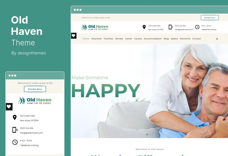 Tema Old Haven - Hogar de ancianos, tema de WordPress para el cuidado de personas mayores