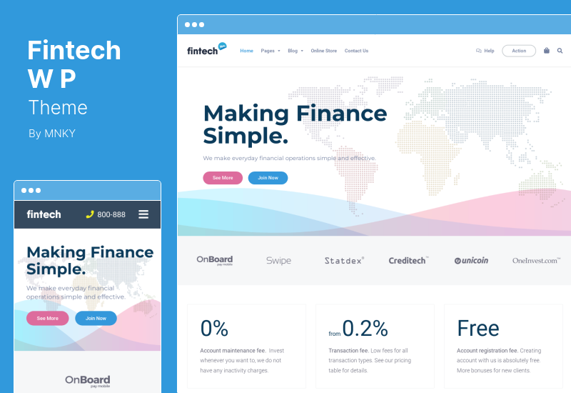 Fintech WP Theme - Tema WordPress de Serviços e Tecnologia Financeira
