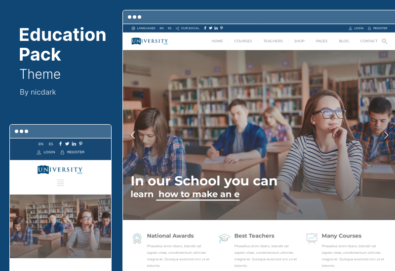 Tema del pacchetto educativo - Tema WordPress per l'istruzione