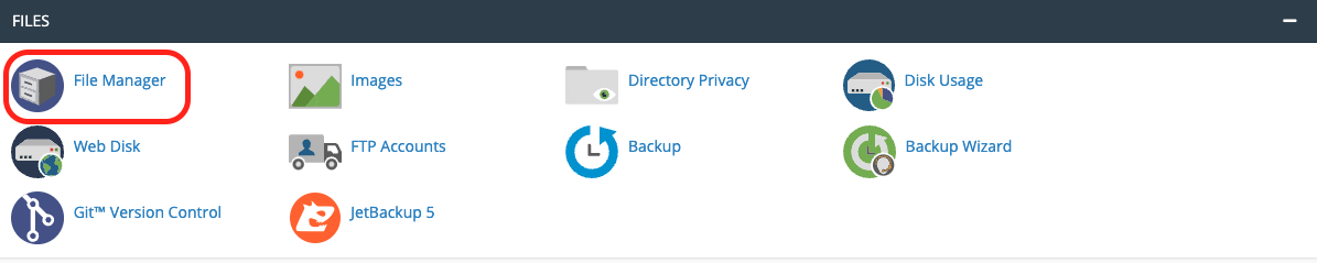 cPanel 中的文件管理器选项