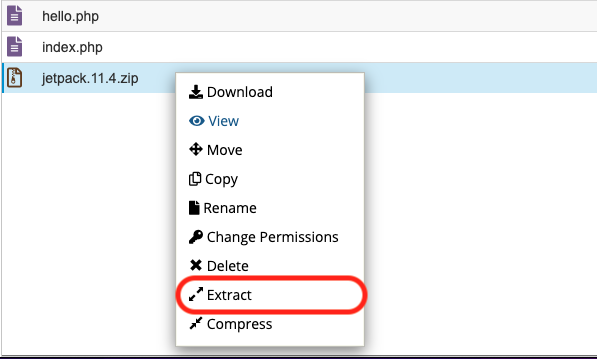 在 cPanel 中提取插件