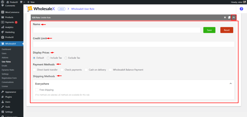 Comment créer des rôles d'utilisateur de vente en gros avec WholesaleX 6 WholesaleX User Role Settings