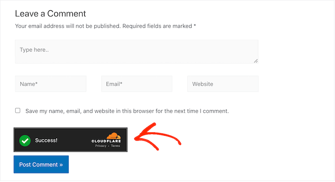 Un CAPTCHA Turnstile Cloudflare cu o temă întunecată