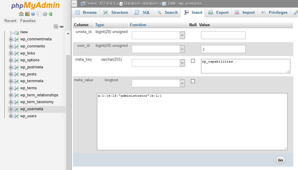 creare meta utente utente amministratore wordpress