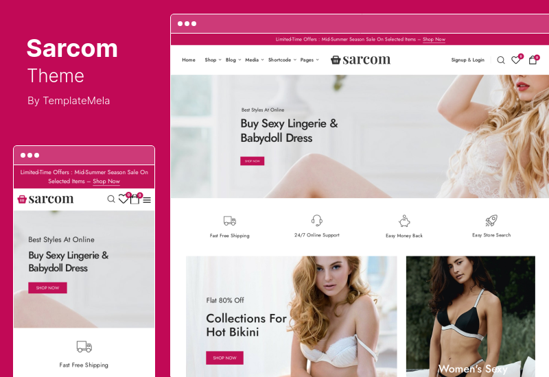 Тема Sarcom - модная тема WooCommerce