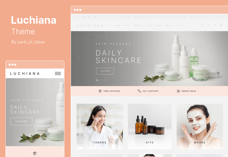 Thème Luchiana - Thème WooCommerce pour boutique de beauté et cosmétiques