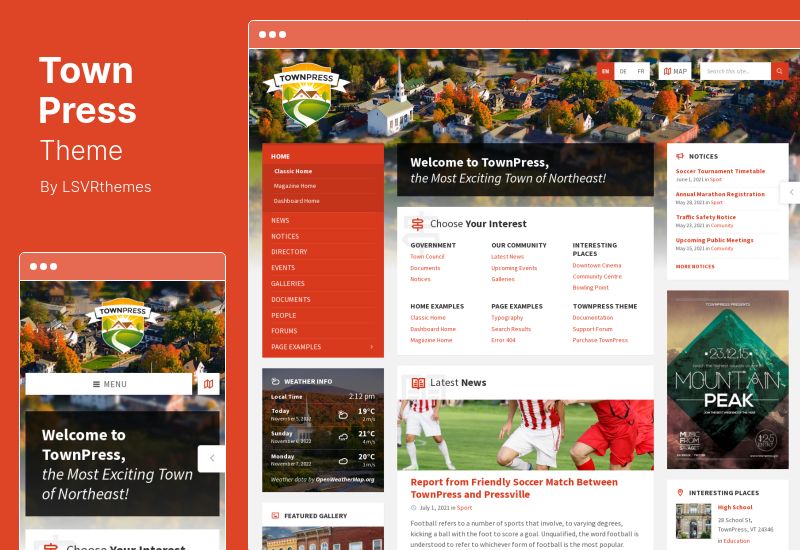 Tema TownPress - Tema WordPress do Município e do Governo da Cidade