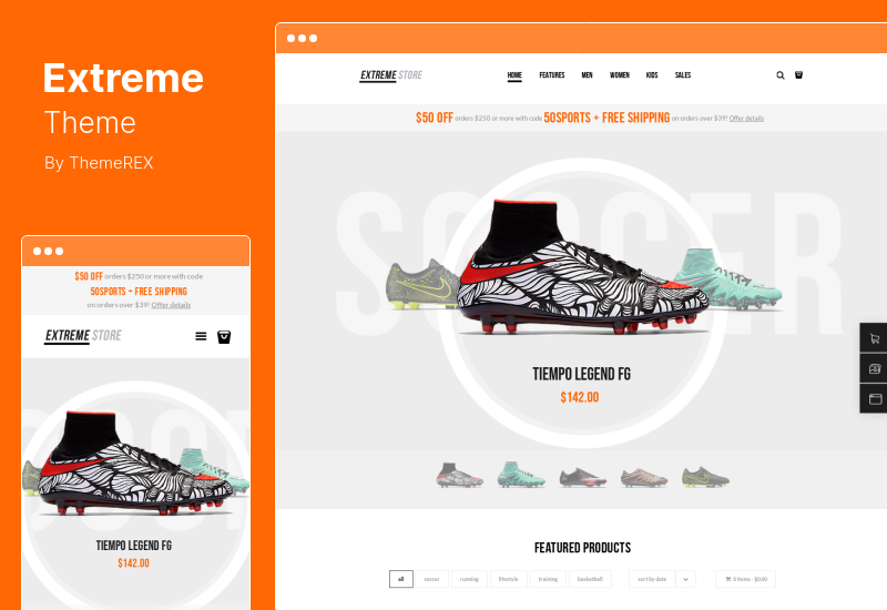 Extreme Theme - Sports Clothing & Equipment Store WordPress テーマ