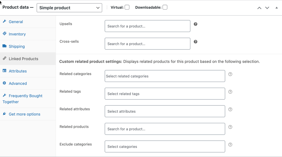 adicionar produtos relacionados e upsells