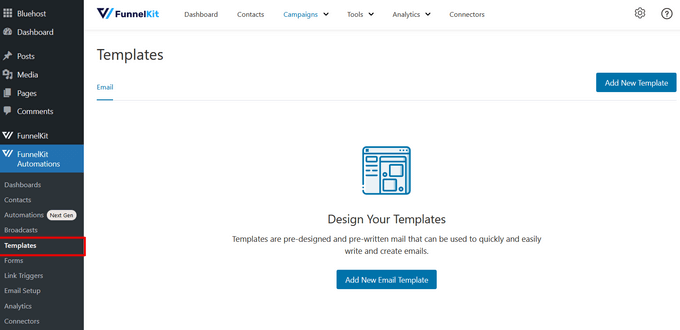 Aggiungi un nuovo modello di email in FunnelKit Automations