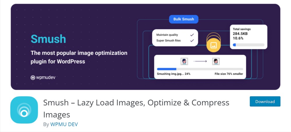 Complemento de optimización de imágenes Smush para WordPress
