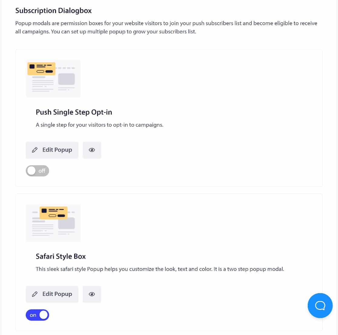 pushengage subscription dialogboxes