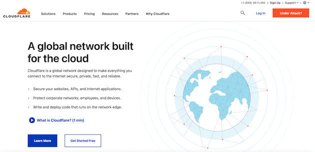 Cloudflare 主页。