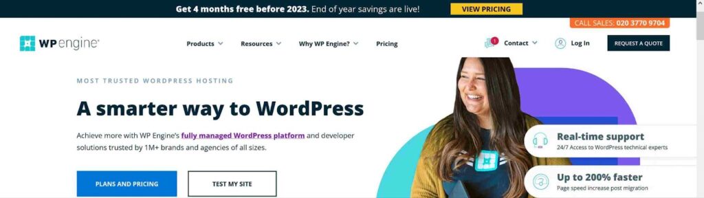 WP 엔진 WordPress 호스팅 및 테스트