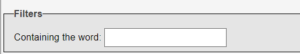 Champ de recherche des filtres de phpMyAdmin