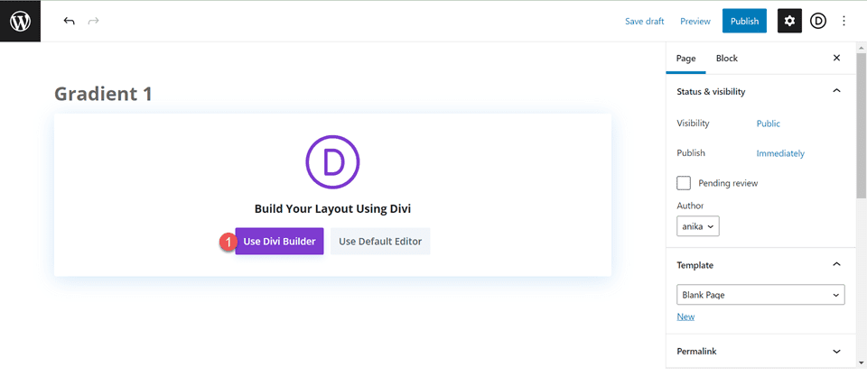 Градиентный фон заголовка Divi Fullwidth 1 Используйте Builder