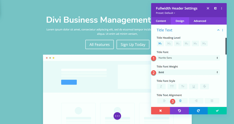 Divi Fullwidth Header Gradient Background Layout 3 Шрифт заголовка