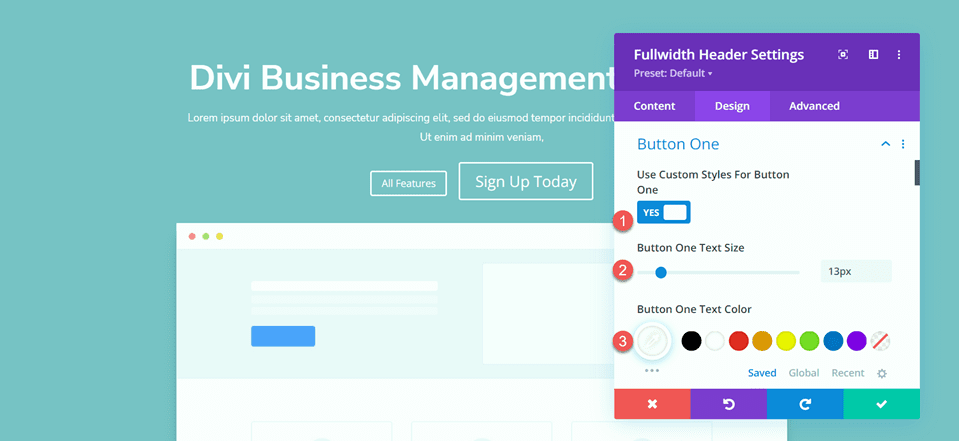 Divi Fullwidth Header Gradient Background Layout 3 Стили кнопок