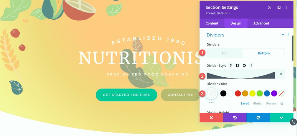 Divi Fullwidth Header Gradient Background Layout 2 Стиль разделителя