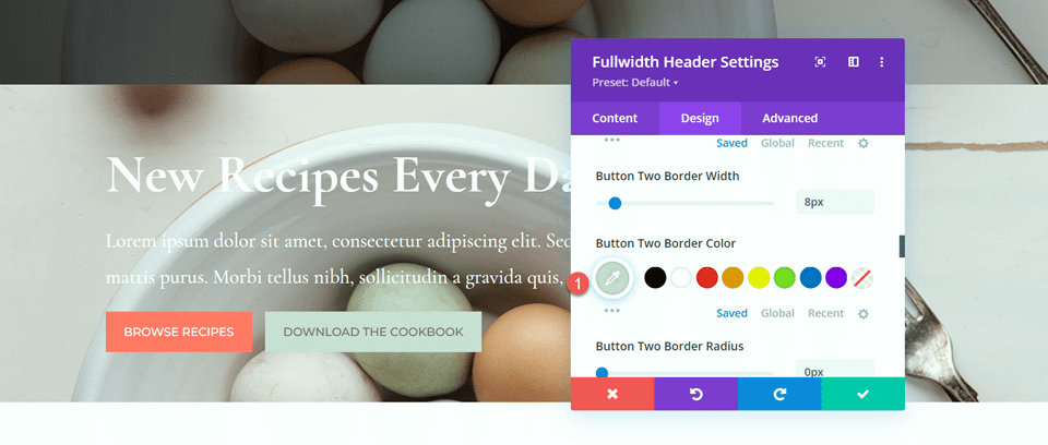 Divi Fullwidth Заголовок Градиент Фон Макет 1 Кнопка 2 Цвет границы