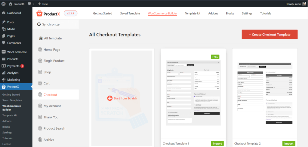 วิธีสร้างและปรับแต่งเทมเพลตหน้าชำระเงิน WooCommerce ด้วย ProductX 4 Creating Checkout Page