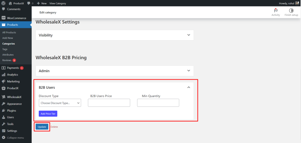 Как установить скидку категории WooCommerce с помощью WholesaleX 12 Setting Discount from Category Editor