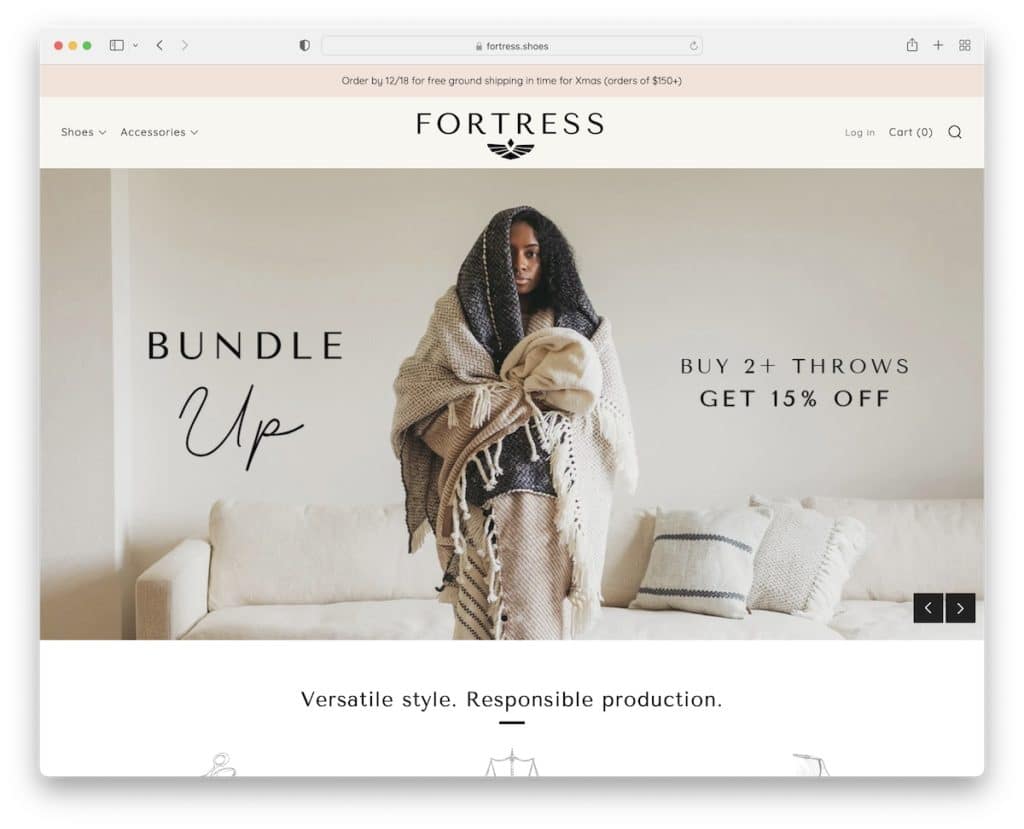 Beispiel für eine Festungsschuh-Website