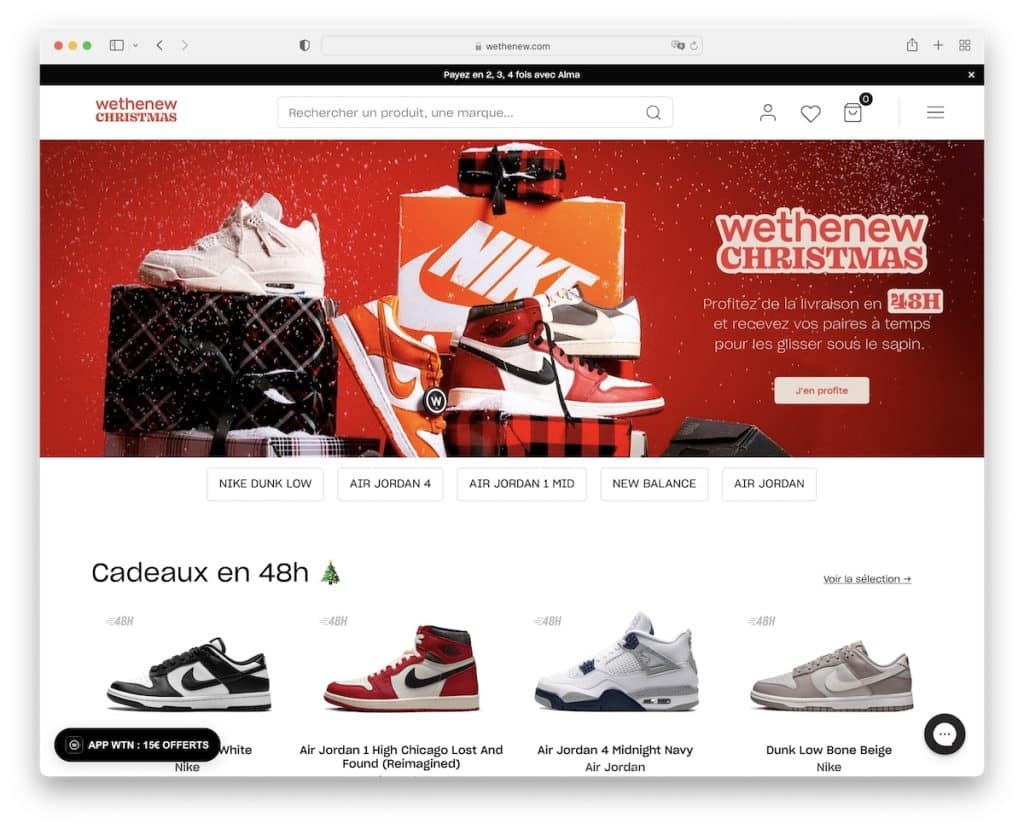wethenew Schuh Website Beispiel