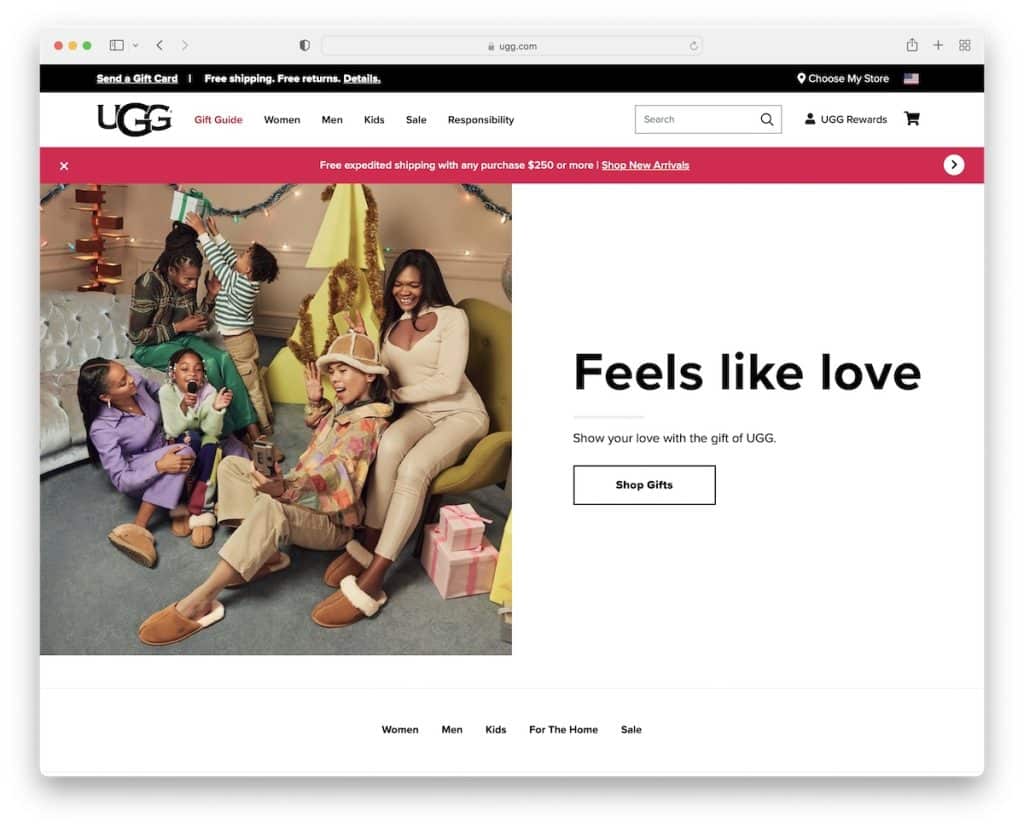 Beispiel für eine Ugg-Schuh-Website
