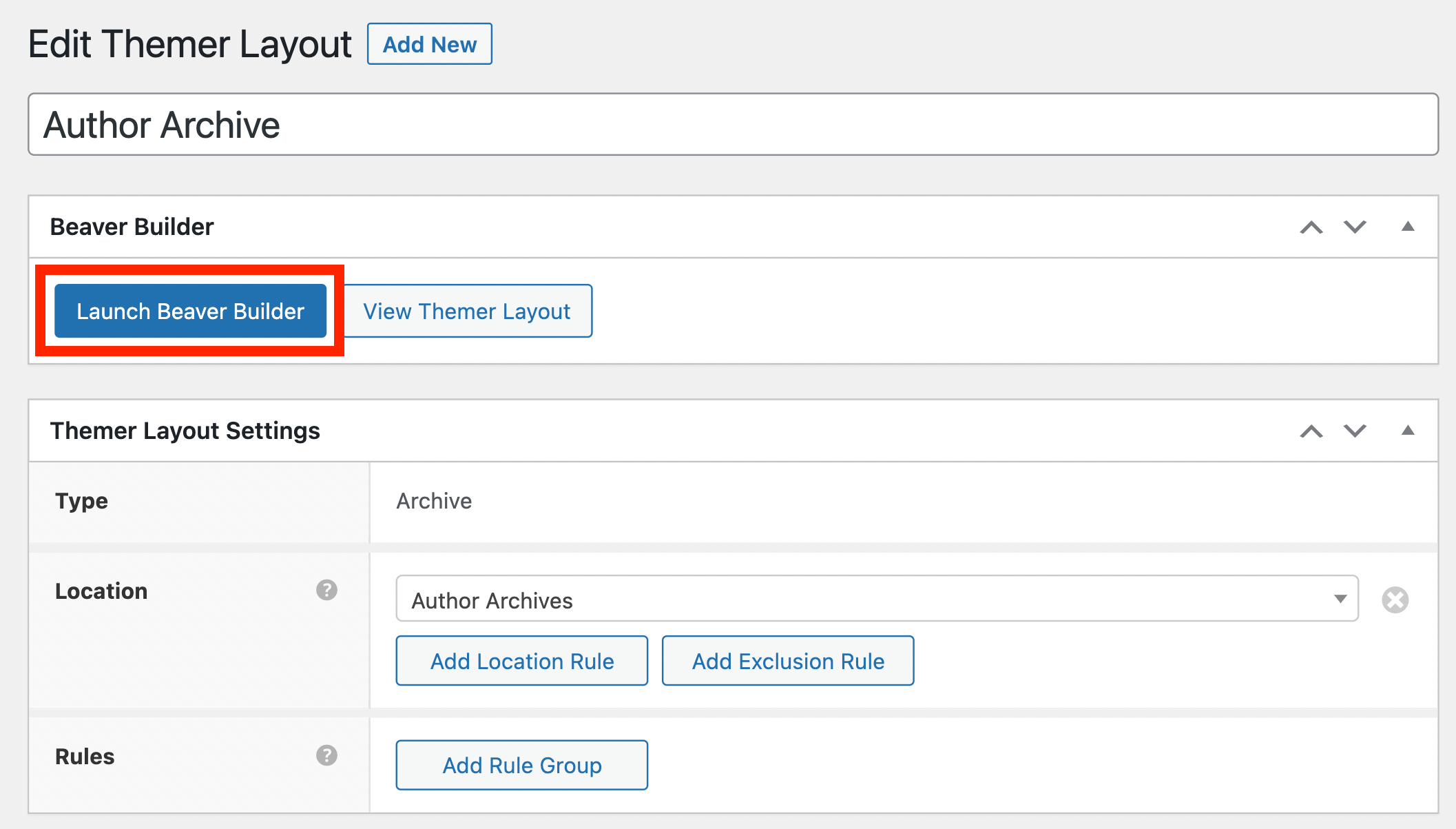 [Beaver Builder の起動] ボタンが強調表示されています。