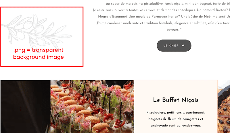 Immagine .png che supporta la trasparenza (potrebbe essere utilizzato anche WebP) - Fonte: Caterer Le point Gourmand