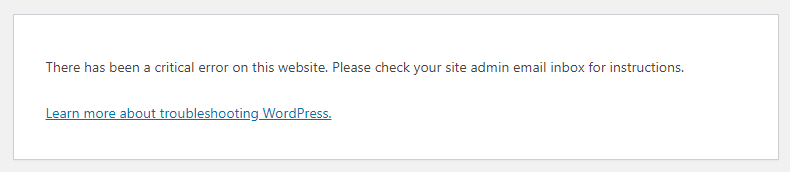 O erro “Houve um erro crítico neste site”