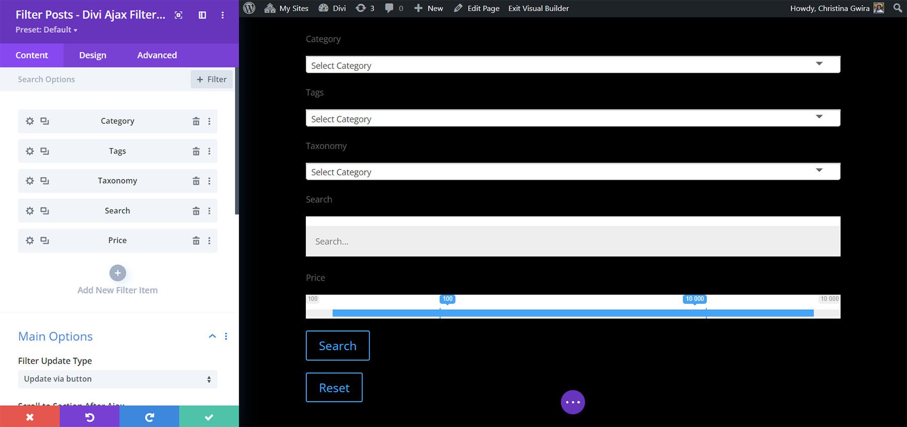 Yazıları Filtrele – Divi Ajax Filtresi