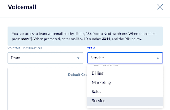Seleccione el destino del correo de voz - IsItWP - Detector de temas gratuito de WordPress Select voicemail destination