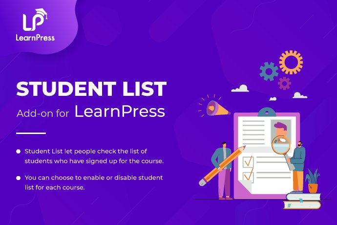 Pengaya LearnPress: Koleksi Gratis dan Premium 80 student list add on for learnpress