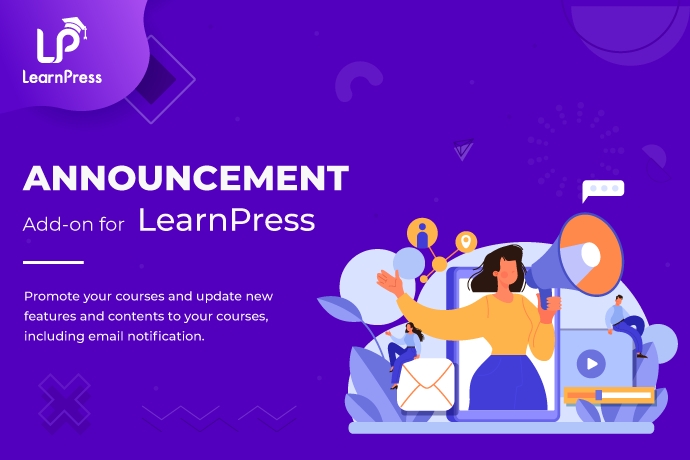 Pengaya LearnPress: Koleksi Gratis dan Premium 97 announcement add on for learnpress