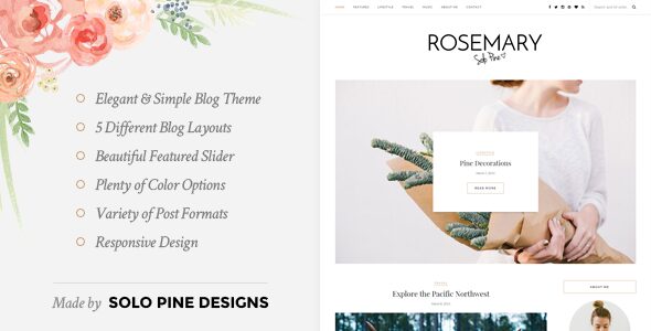 أفضل ثيمات ووردبريس للمدونات الشخصية rosemary