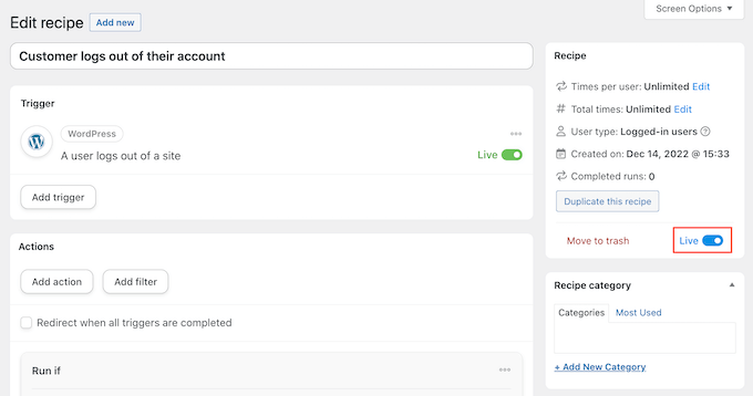 Faire vivre une recette Uncanny Automator sur votre site WordPress