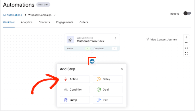 Ajouter des actions à un flux de travail automatisé dans WordPress