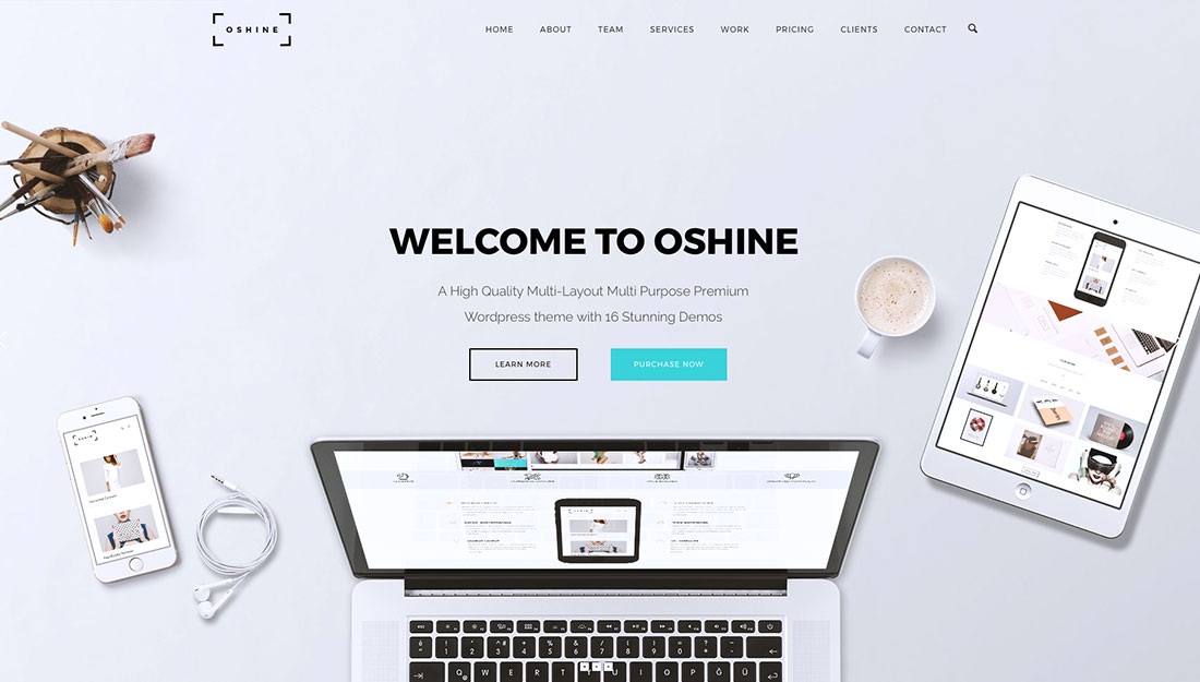 ثيمات WordPress المحفظة البسيطة للجميع 73 oshine portfolio wordpress theme
