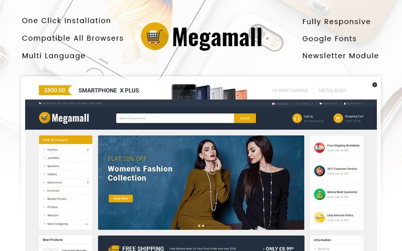 Melhores temas WooCommerce para 2023 73 Megamall WordPress WooCommerce Theme