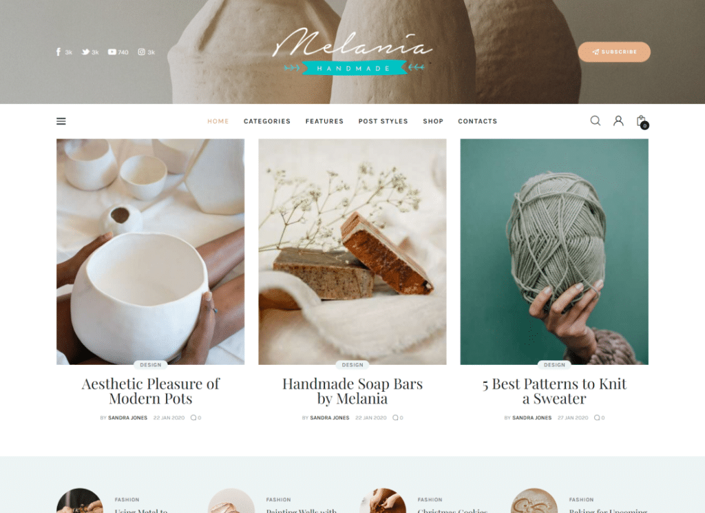 Мелания | Тема WordPress для блога ручной работы и магазина ремесел Artistic