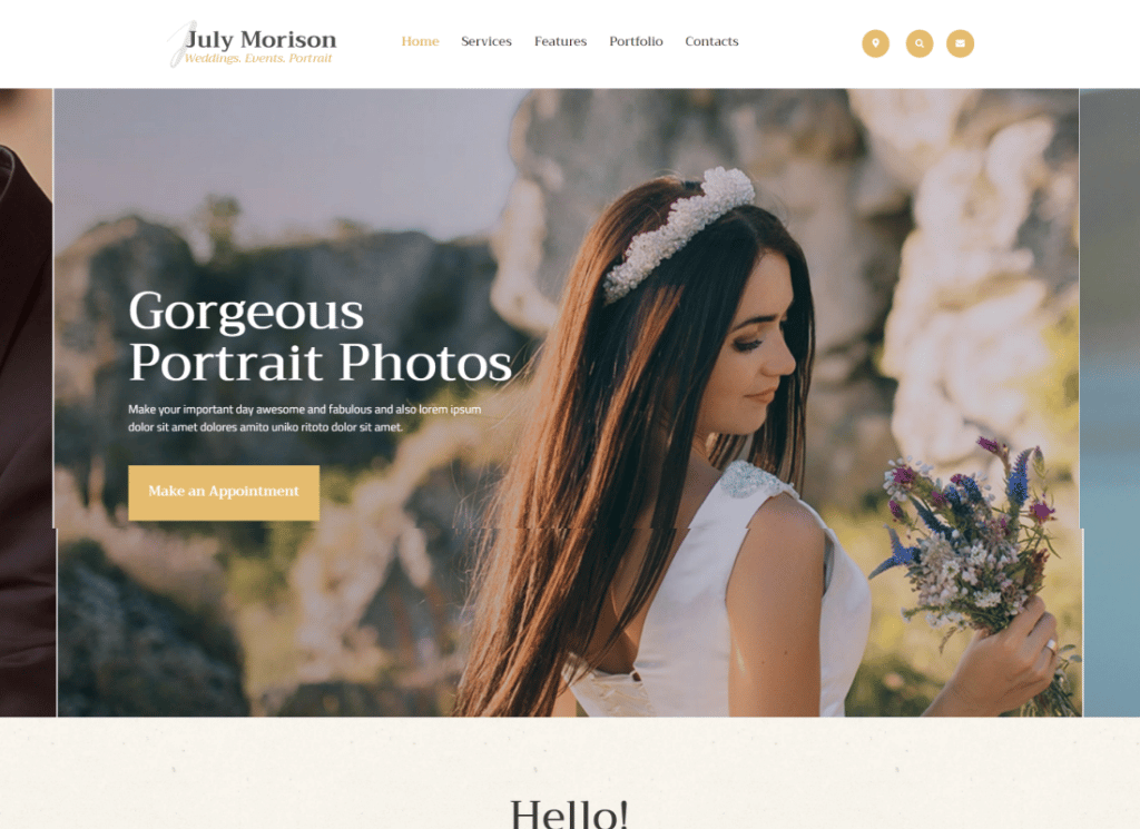 Luglio Morison | Portfolio di un fotografo di eventi seducente e tema WordPress per blog