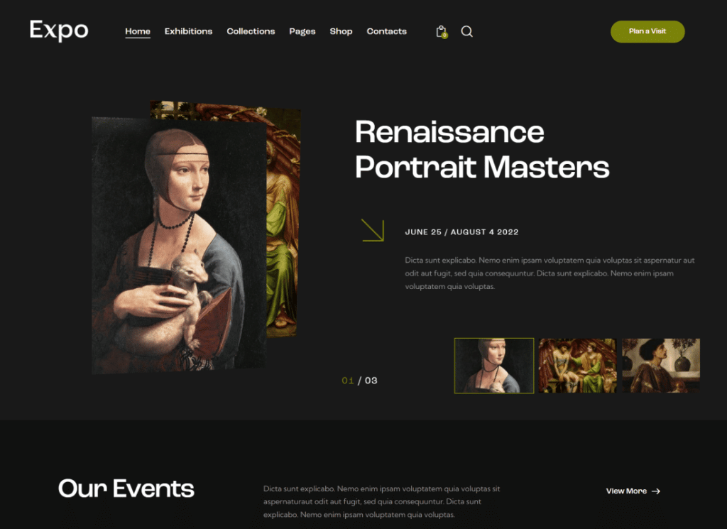 Expo | Tema WordPress Galleria di arte moderna e fotografia