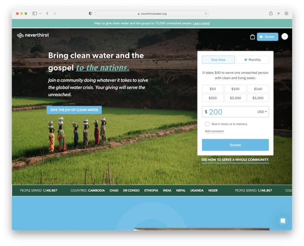 Neverthirst kar amacı gütmeyen web sitesi